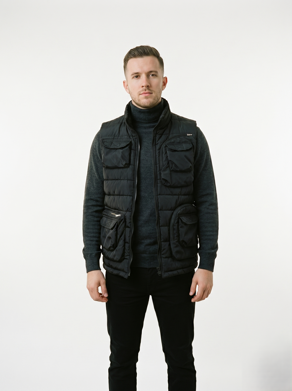 Chaleco Acolchado Multibolsillos Casual Para Hombre