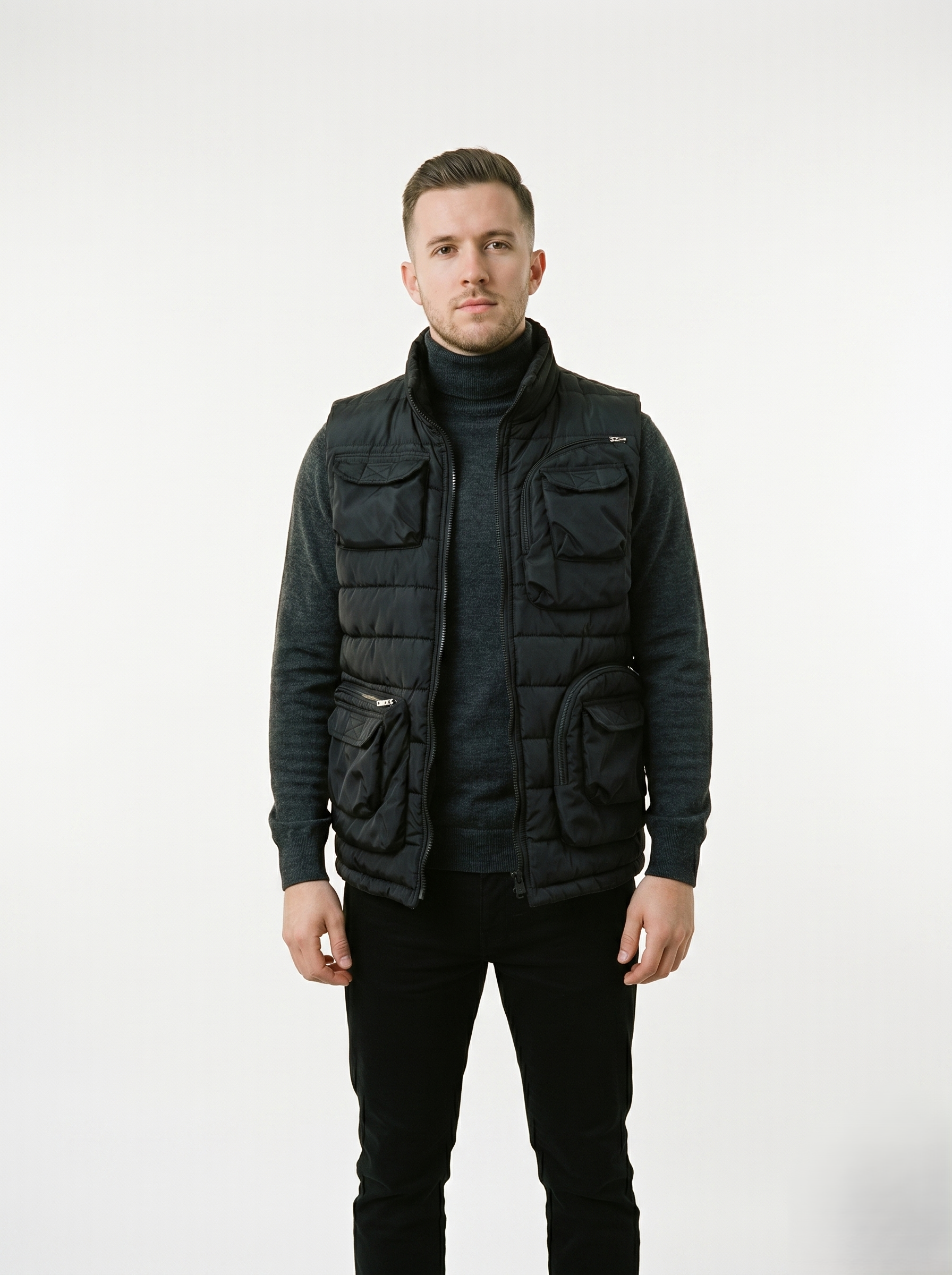 Chaleco Acolchado Multibolsillos Casual Para Hombre
