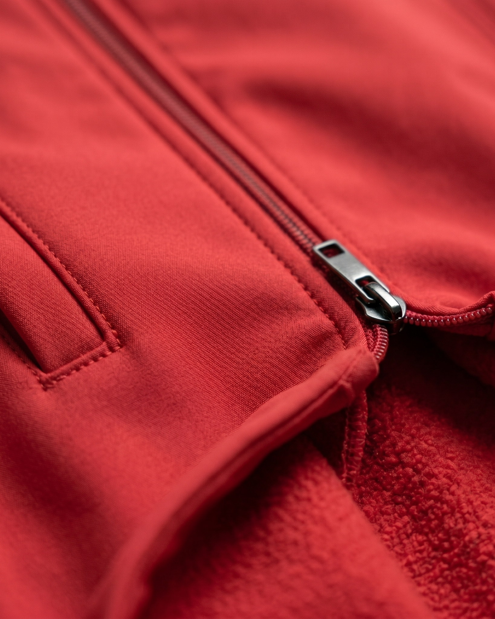 Chamarra Softshell Rojo con Capucha y Corte Estilizado para Mujer