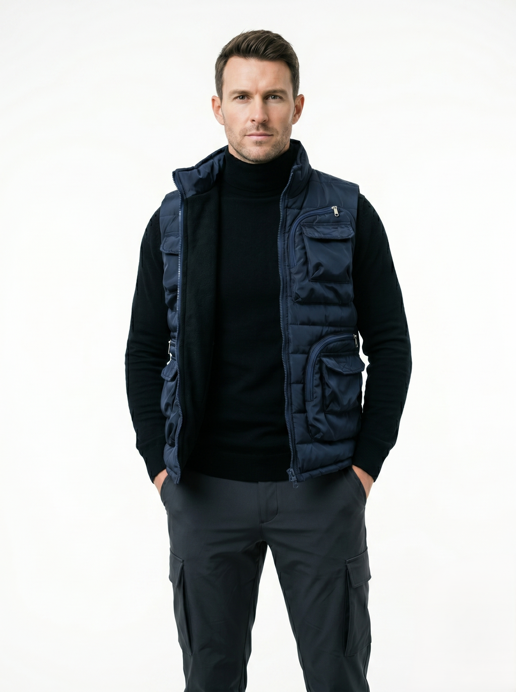Chaleco Acolchado Multibolsillos Casual Para Hombre