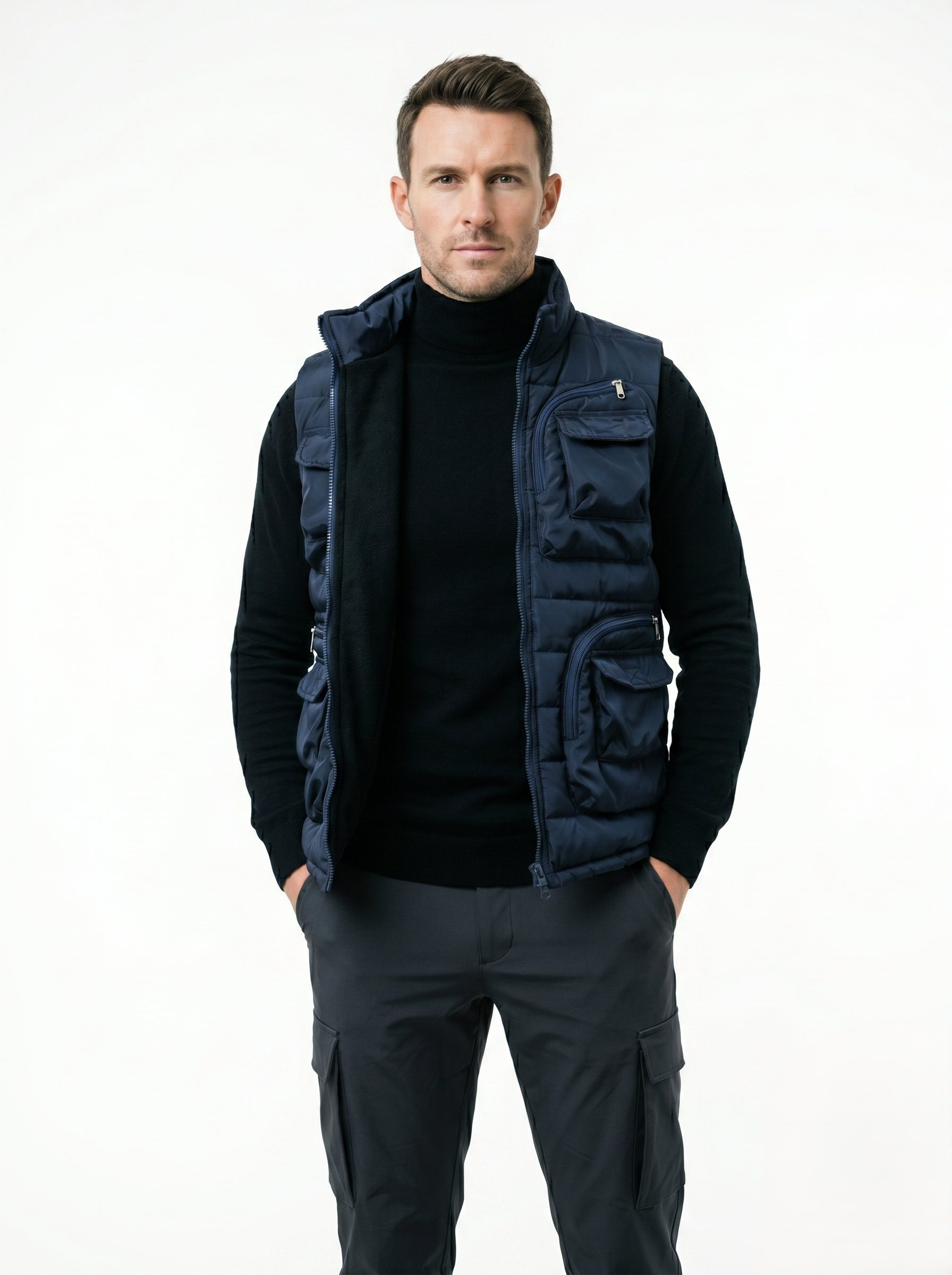 Chaleco Acolchado Multibolsillos Casual Para Hombre