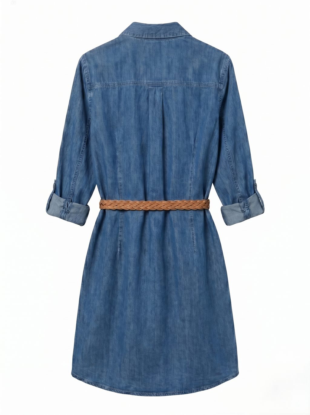 Vestido Camisero De Mezclilla Tono Medio Casual Incluye Cinturón