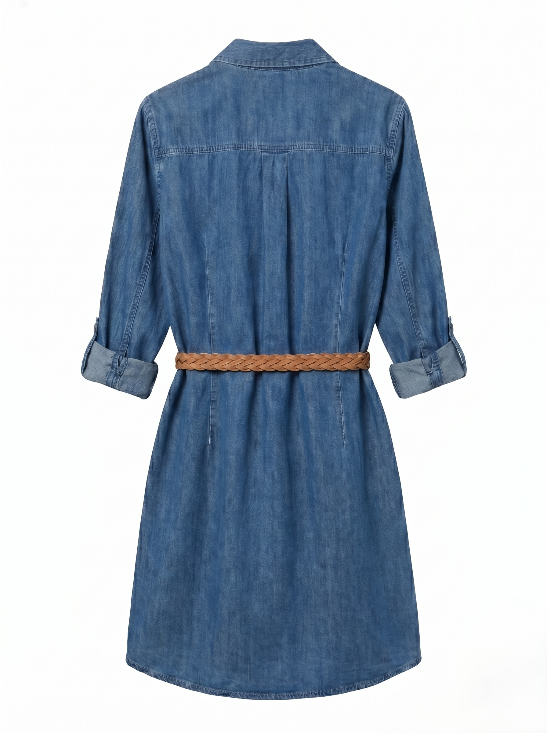 Vestido Camisero De Mezclilla Tono Medio Casual Incluye Cinturón