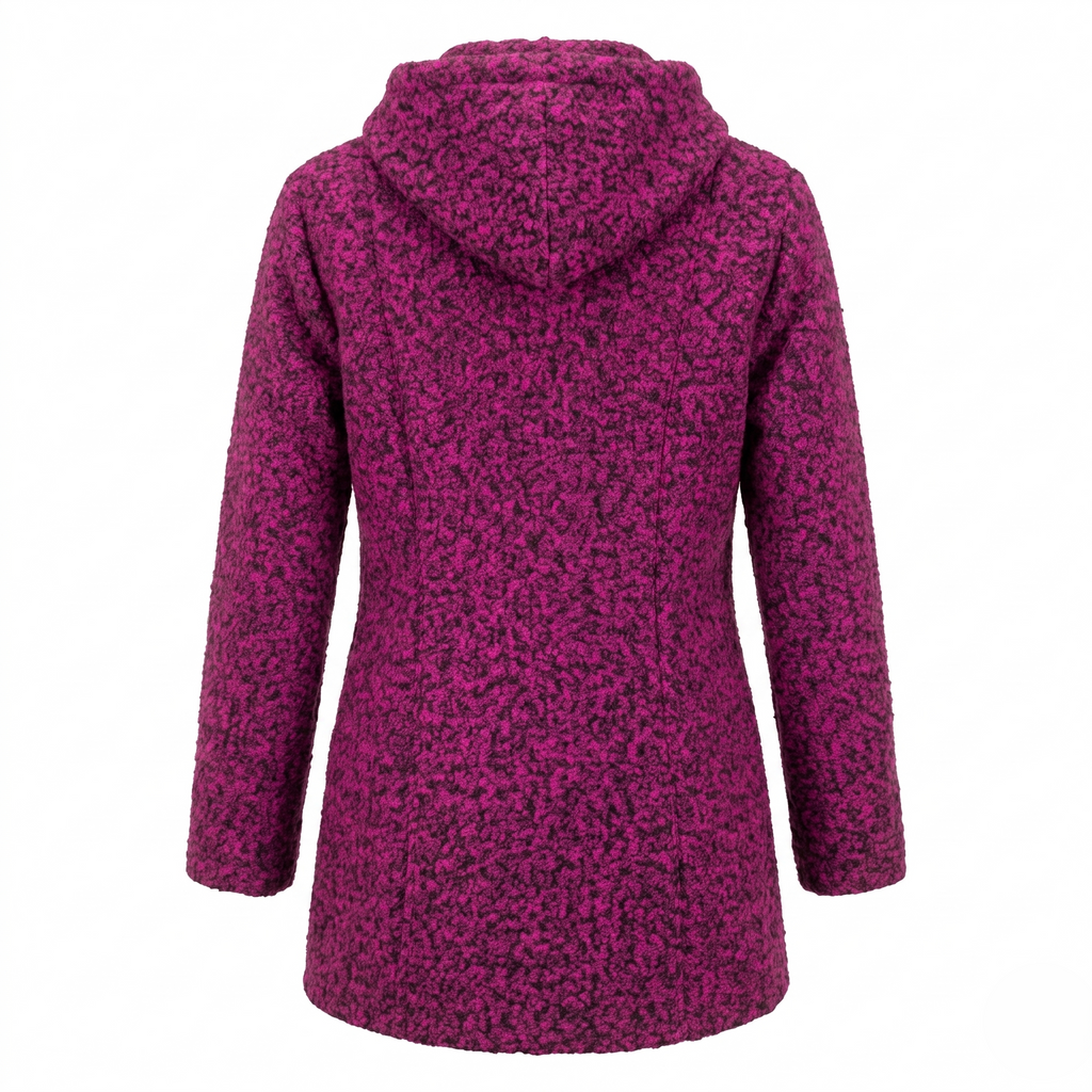 Abrigo Texturizado con Gorro para Mujer en Color Rosa