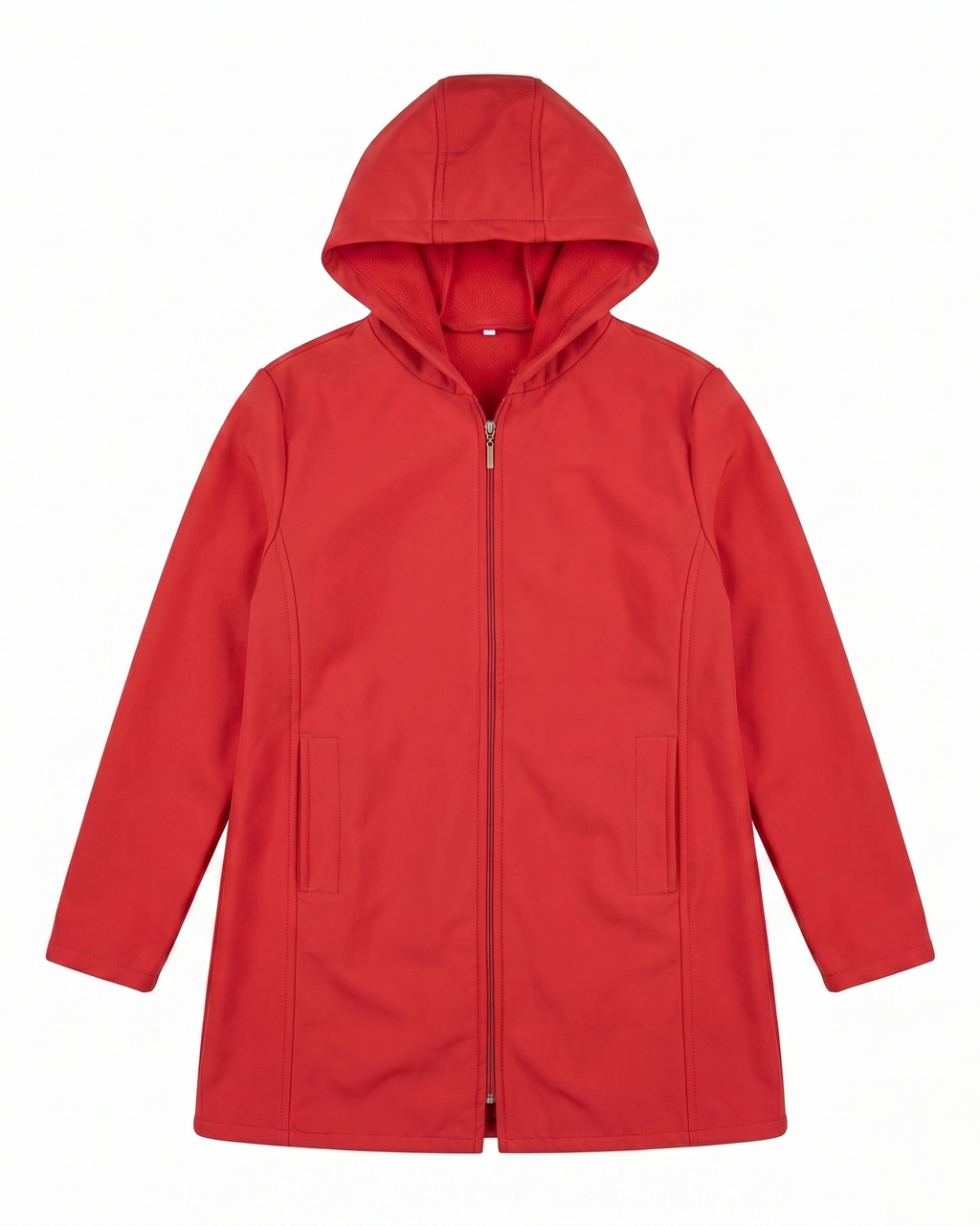 Chamarra Softshell Rojo con Capucha y Corte Estilizado para Mujer