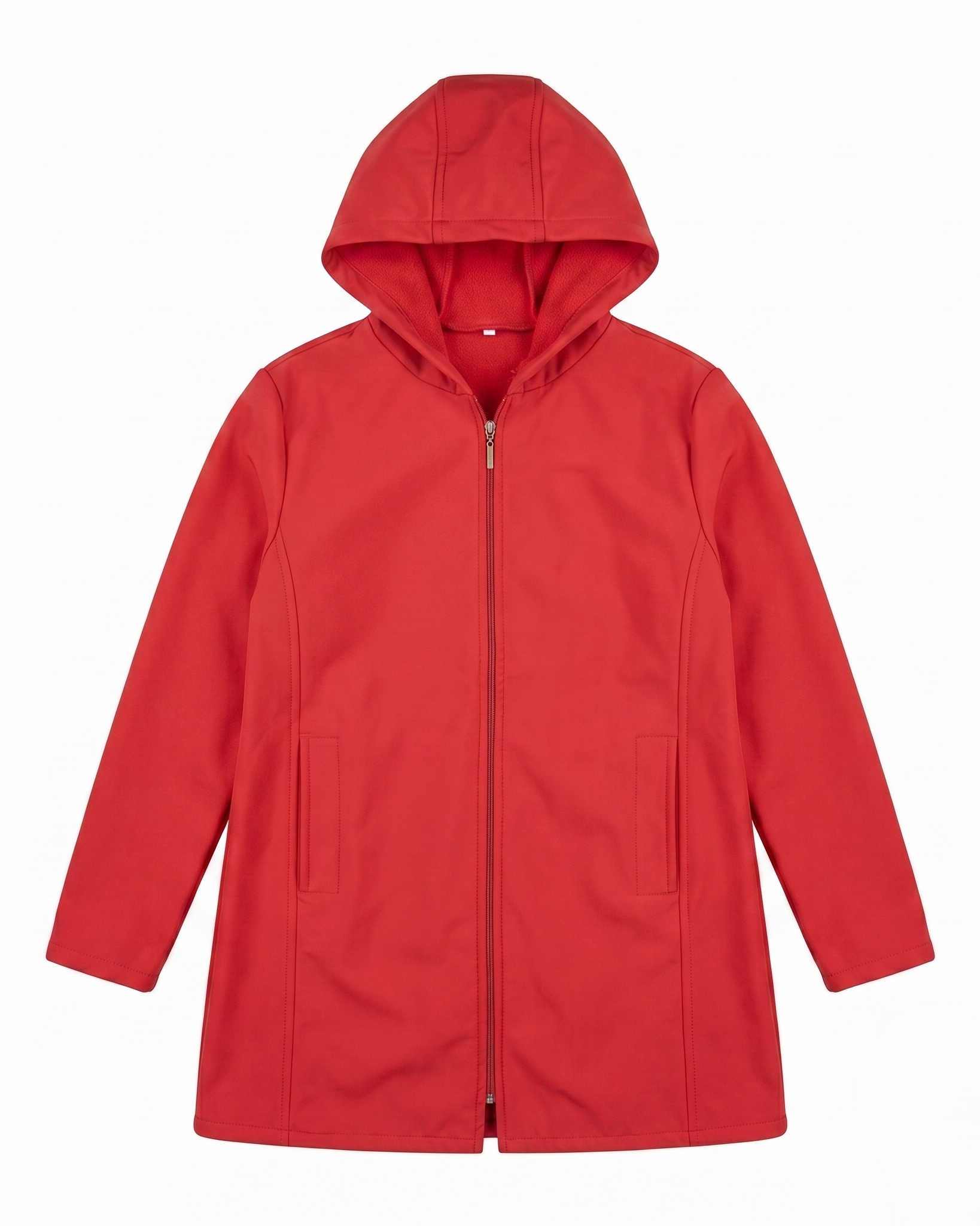 Chamarra Softshell Rojo con Capucha y Corte Estilizado para Mujer
