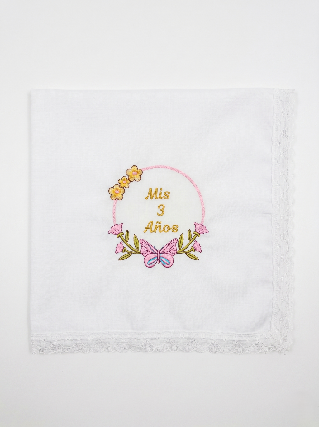 12 Servilletas Bordadas Para Fiestas De 3 Años