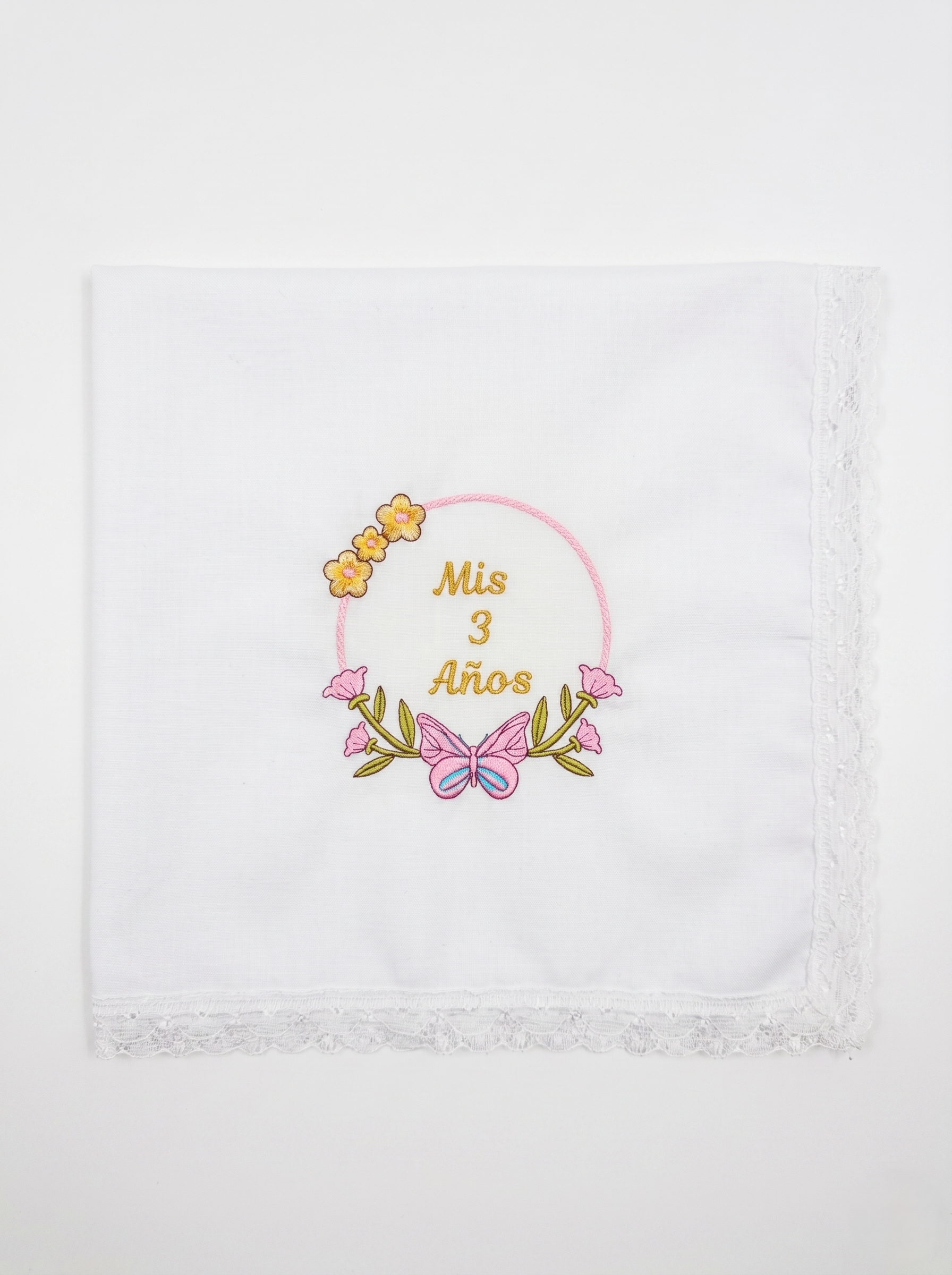 12 Servilletas Bordadas Para Fiestas De 3 Años