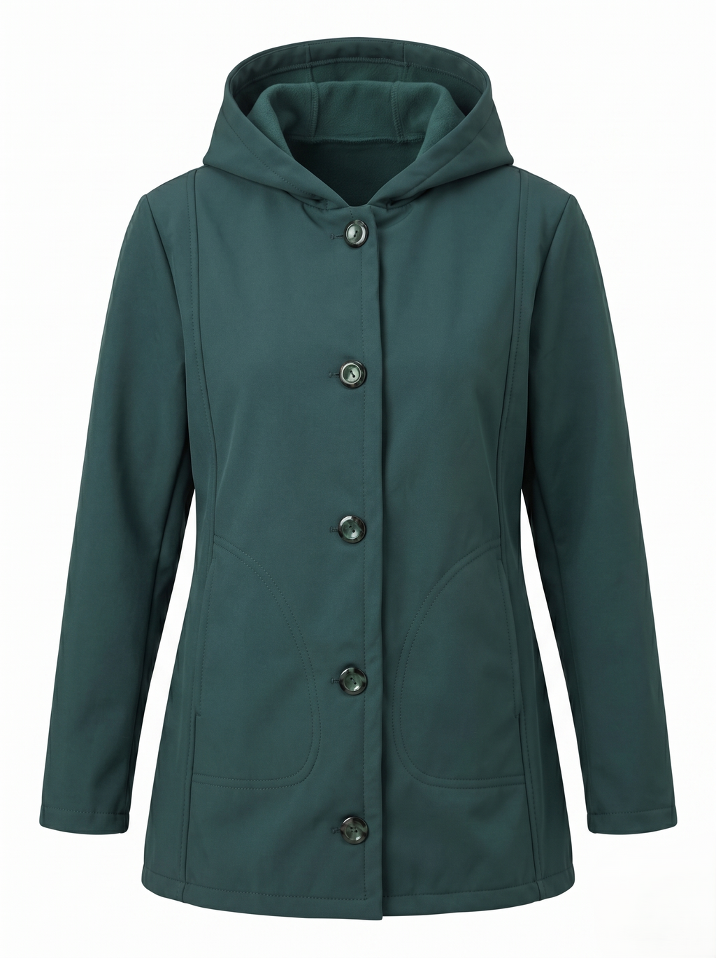 Chamarra Softshell Verde Oliva con Capucha y Corte Estilizado para Mujer