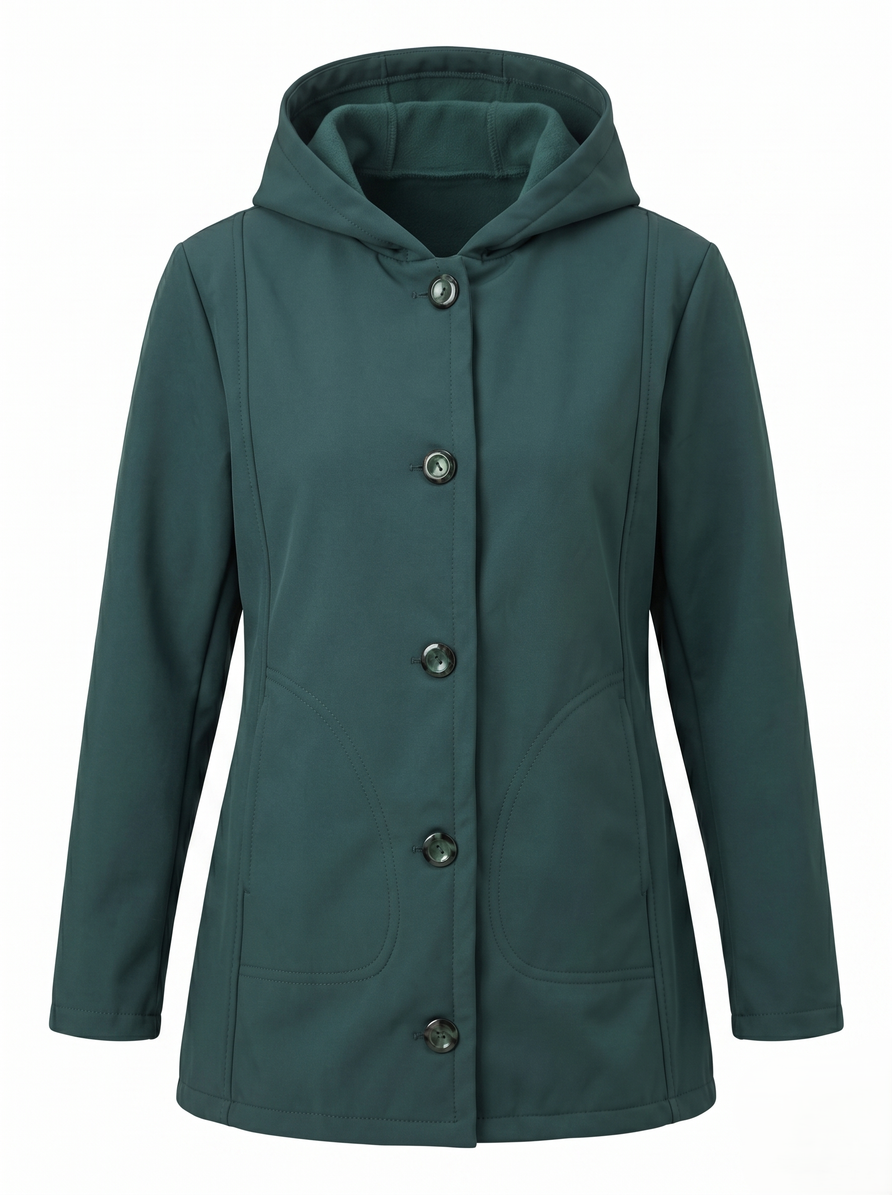 Chamarra Softshell Verde Oliva con Capucha y Corte Estilizado para Mujer