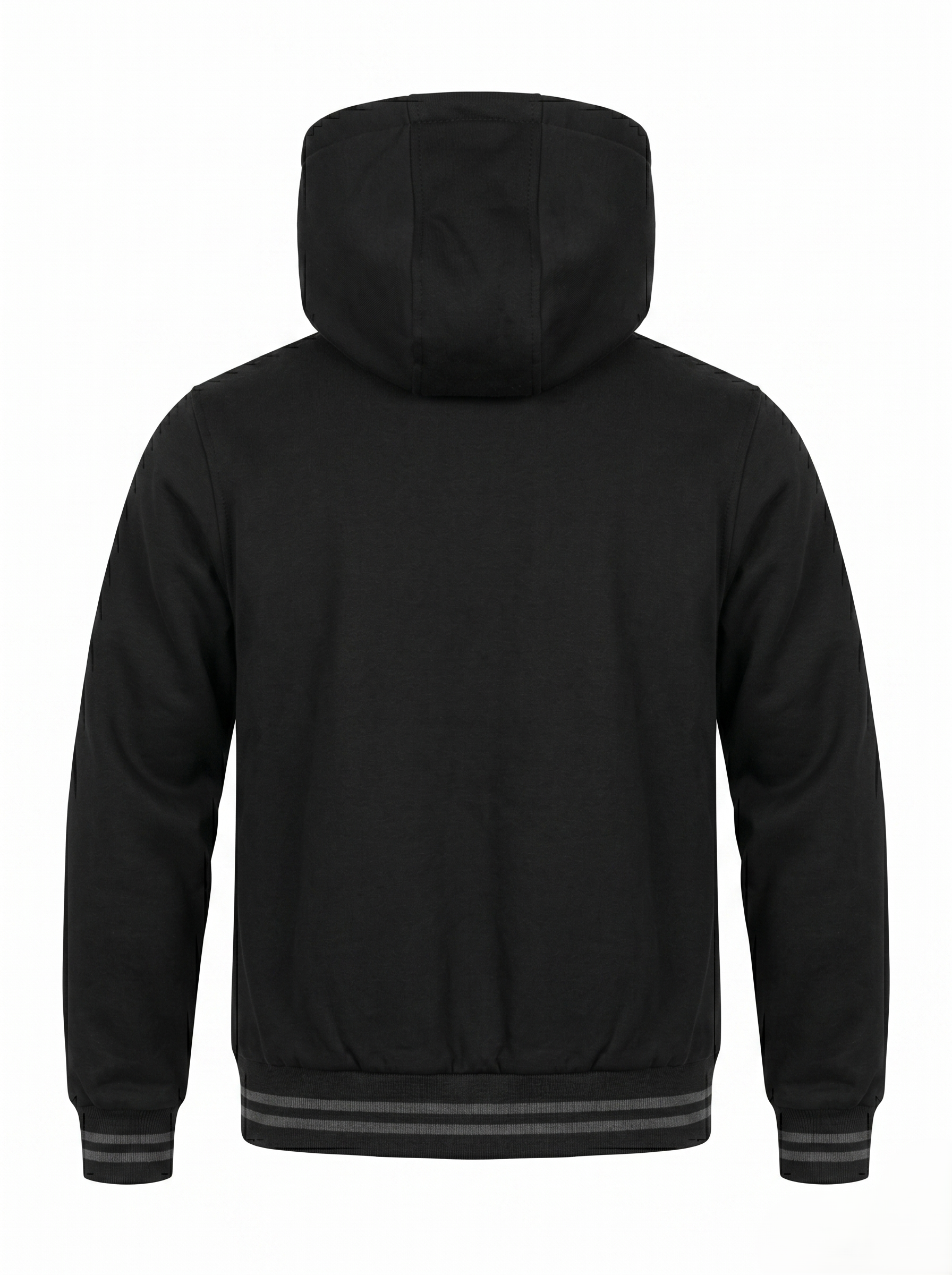 Chamarra Polar Ligera Para Hombre Con Gorro Negro Casual
