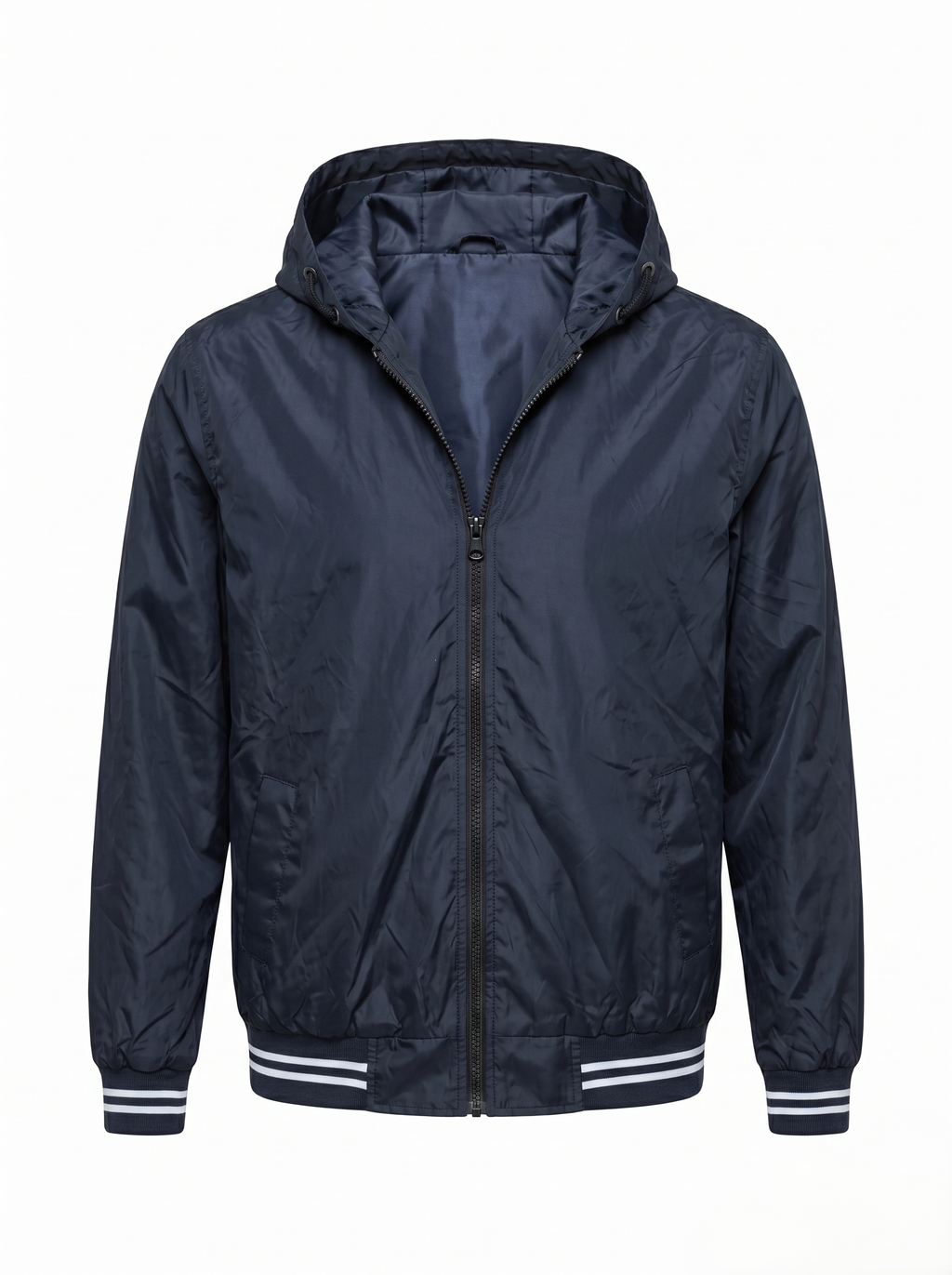 Sudadera Polar Ligera Para Hombre Con Gorro Azul Marino