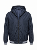 Sudadera Polar Ligera Para Hombre Con Gorro Azul Marino