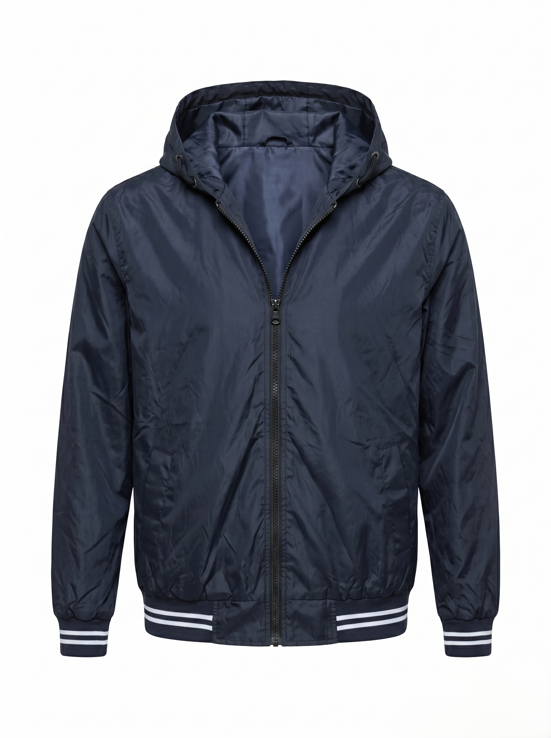 Sudadera Polar Ligera Para Hombre Con Gorro Azul Marino