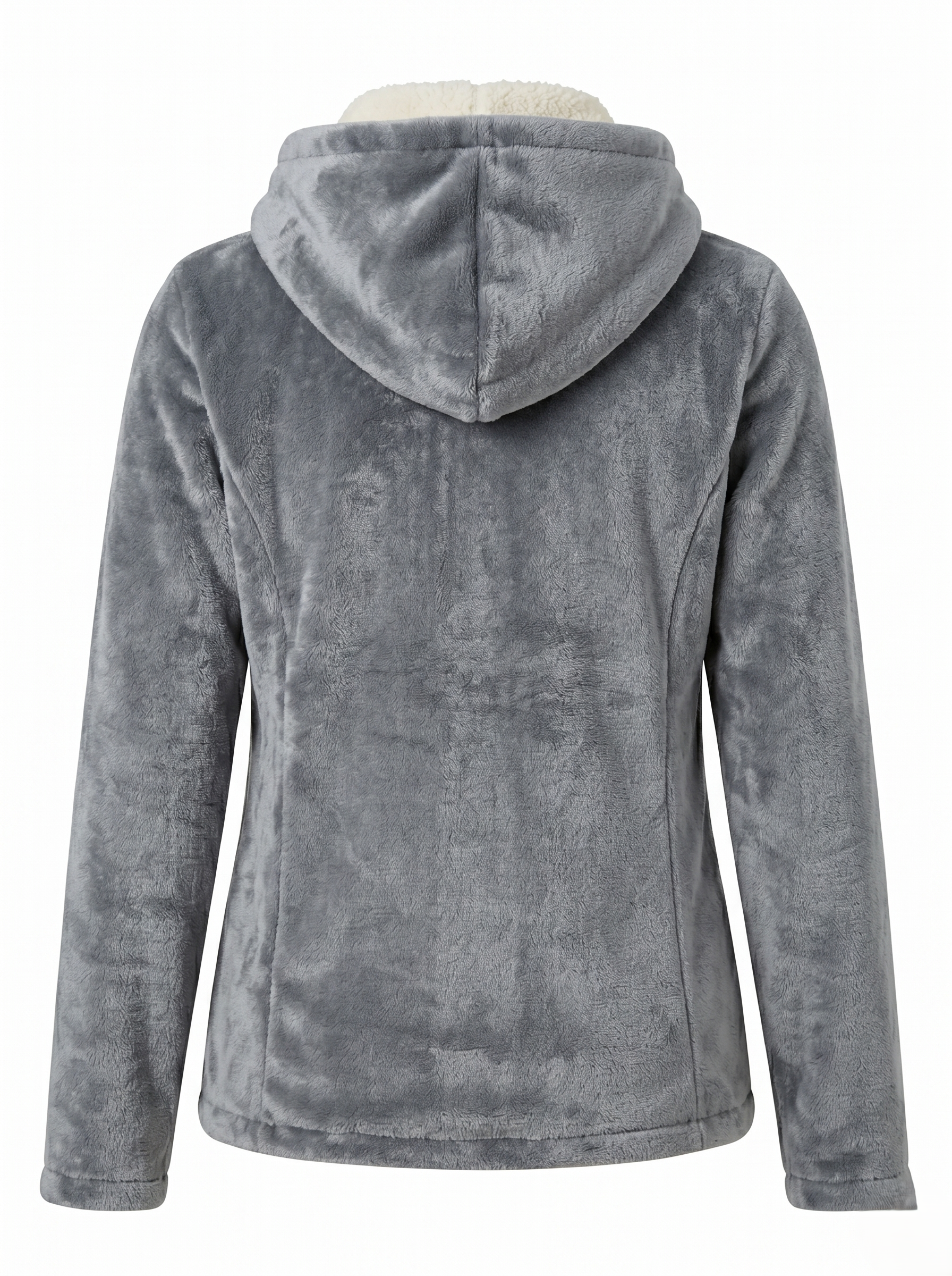 Chamarra Polar Térmica con Capucha y Forro Sherpa Gris Ártico
