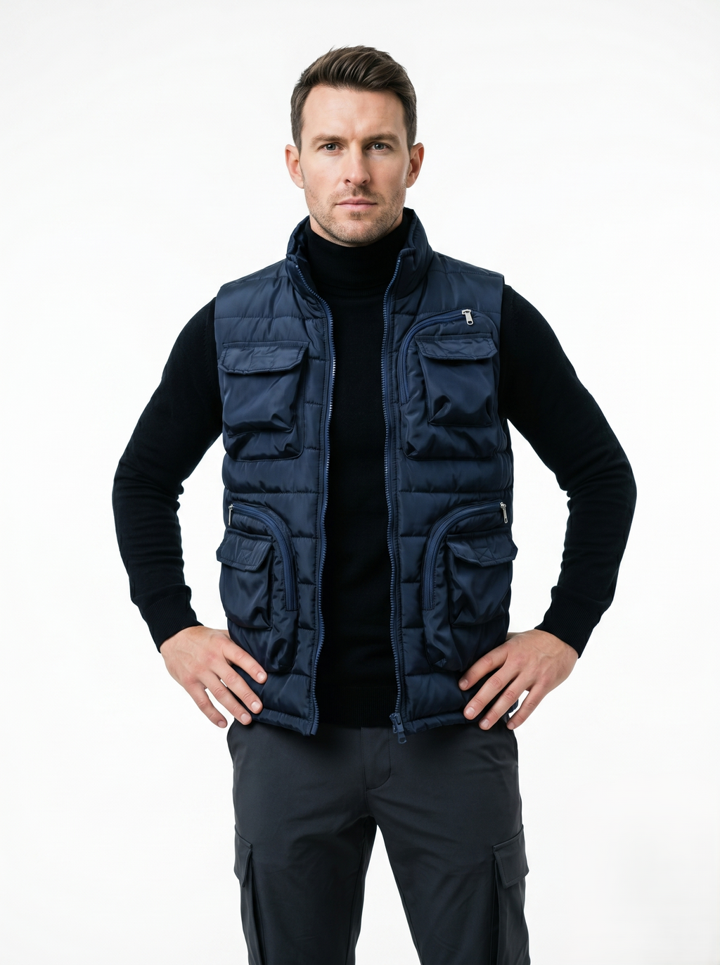Chaleco Acolchado Multibolsillos Casual Para Hombre