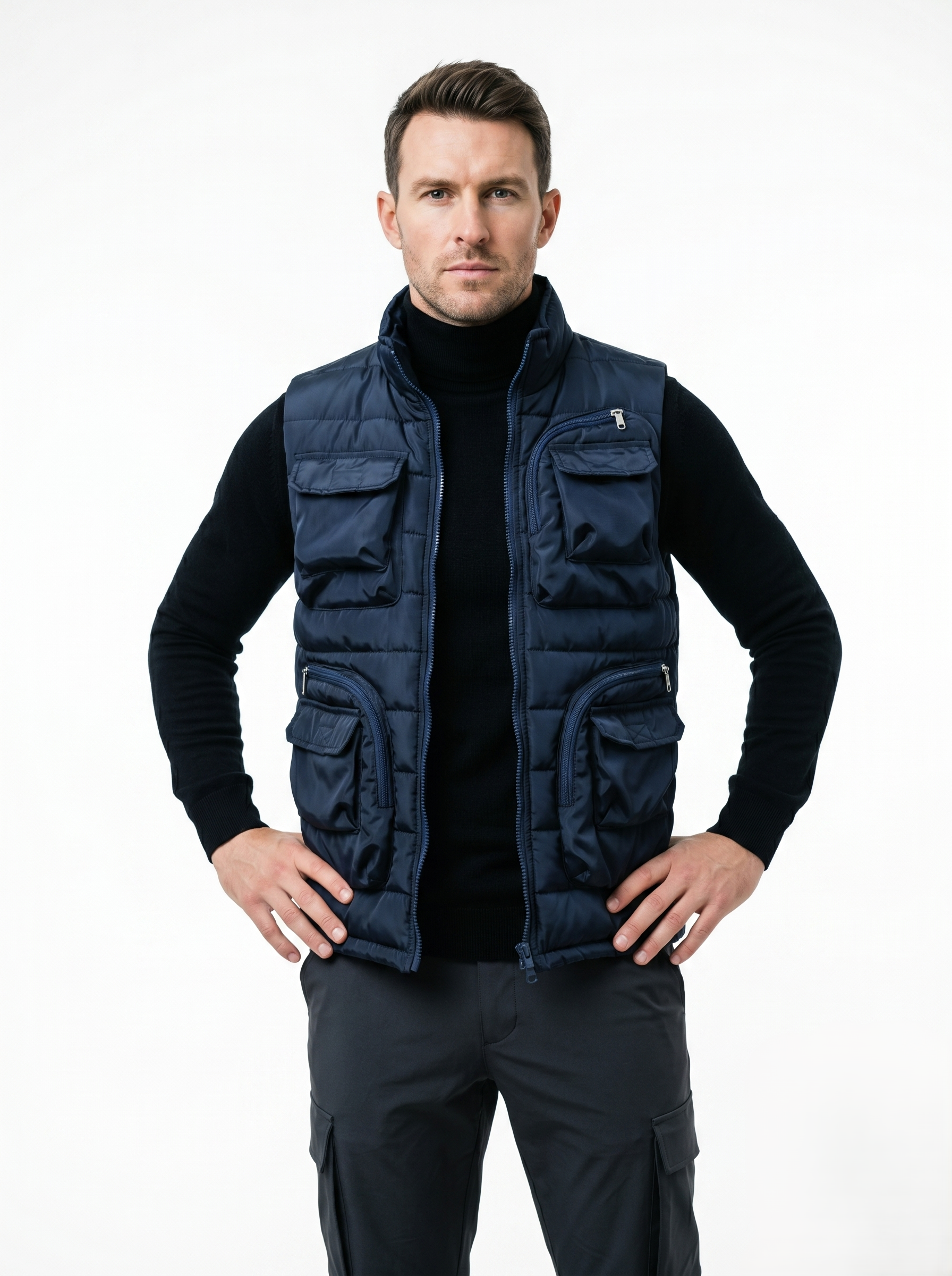 Chaleco Acolchado Multibolsillos Casual Para Hombre