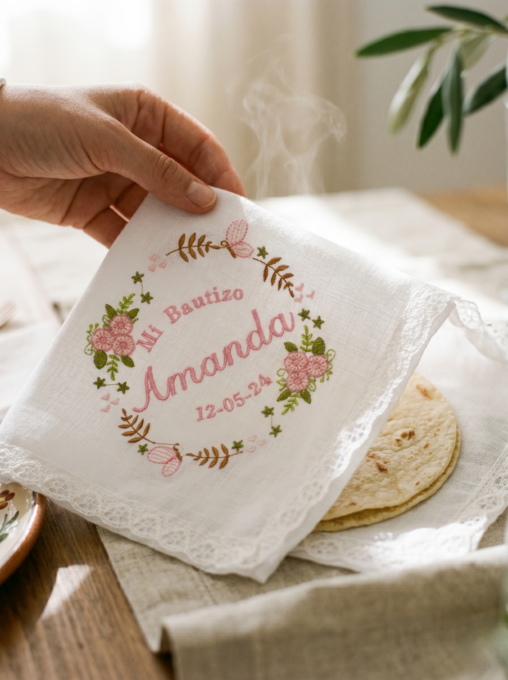 12 Servilletas Bordadas Para Bautizo