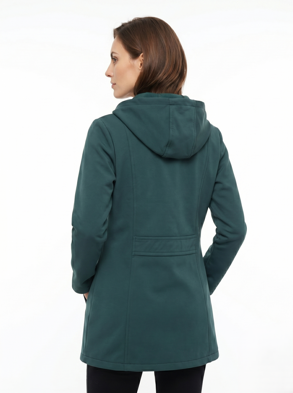 Chamarra Softshell Verde Oliva con Capucha y Corte Estilizado para Mujer