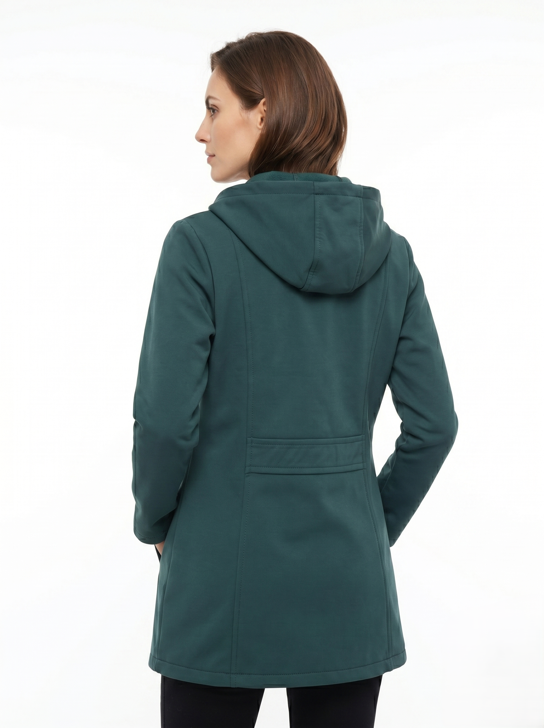 Chamarra Softshell Verde Oliva con Capucha y Corte Estilizado para Mujer
