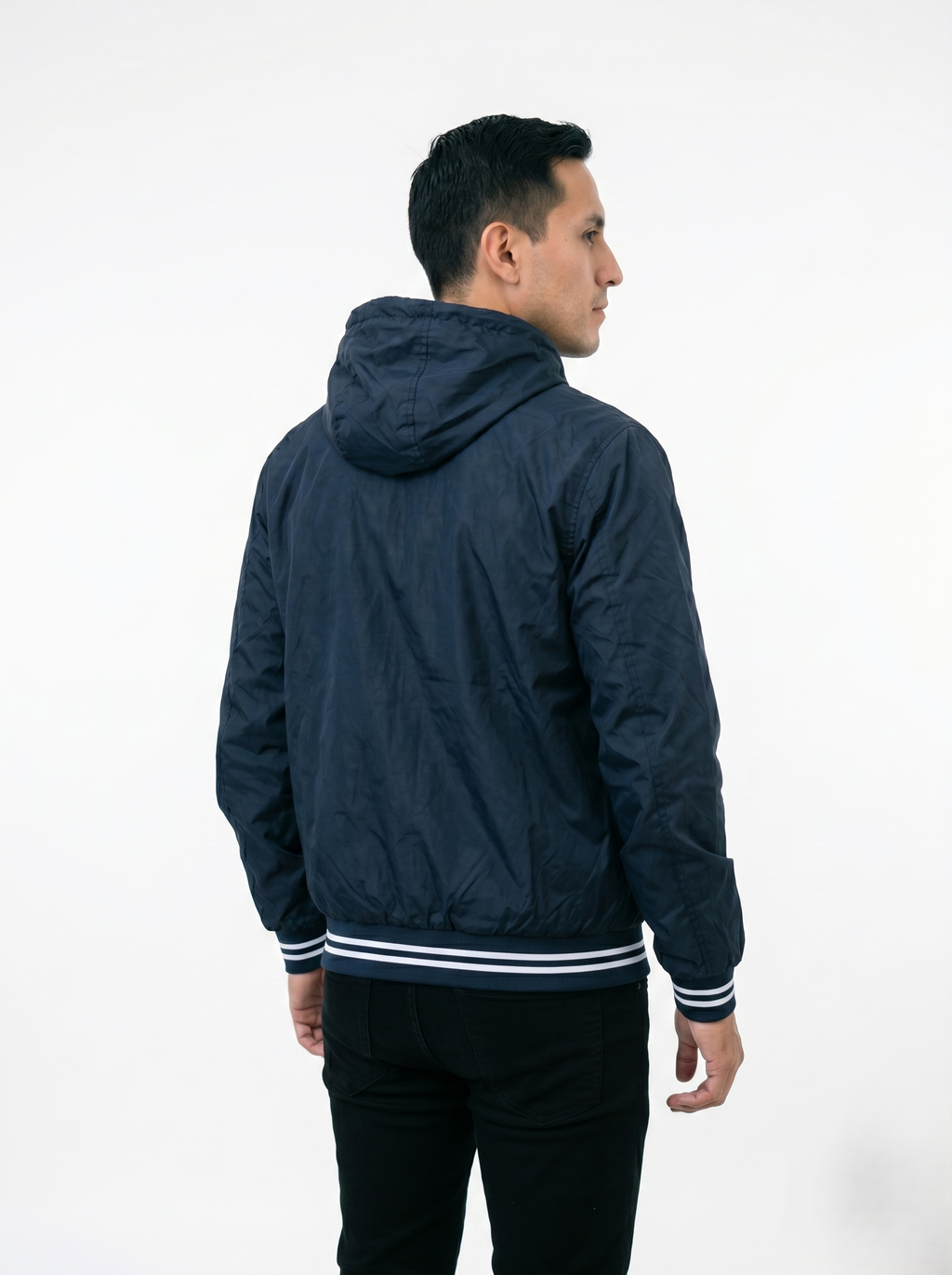 Sudadera Polar Ligera Para Hombre Con Gorro Azul Marino