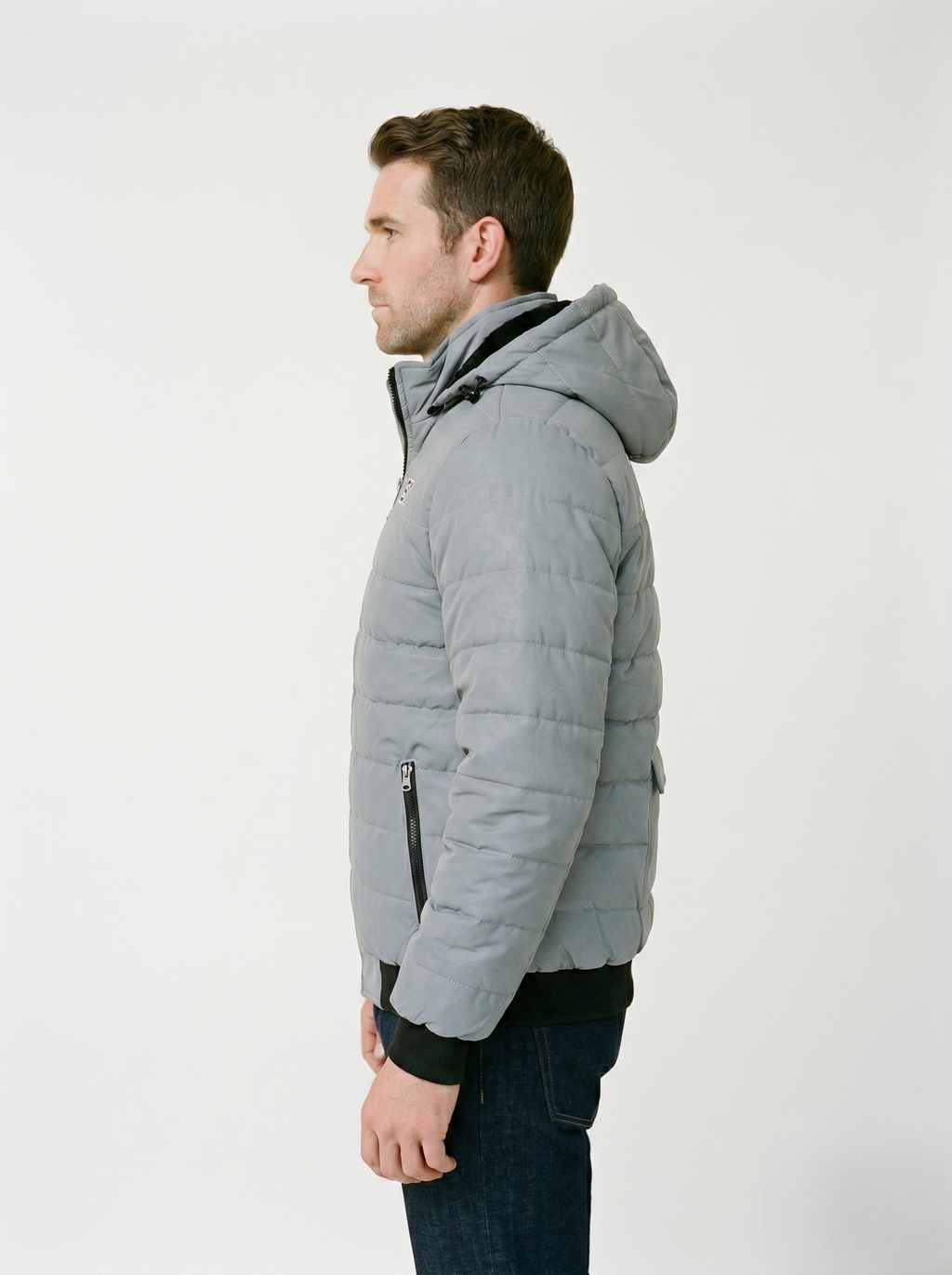 Chamarra Puffer Reflectiva NASA Gris Espacial