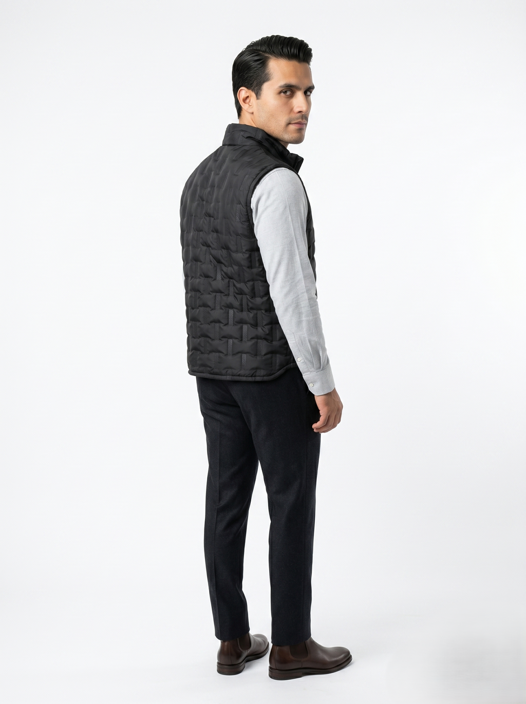 Chaleco Texturizado Capitonado Negro Casual Ligero