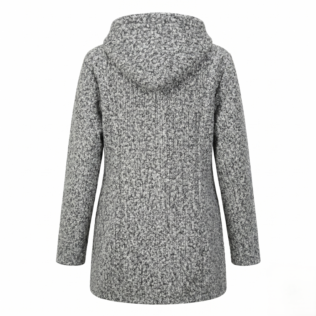 Abrigo Texturizado con Gorro para Mujer en Color Gris