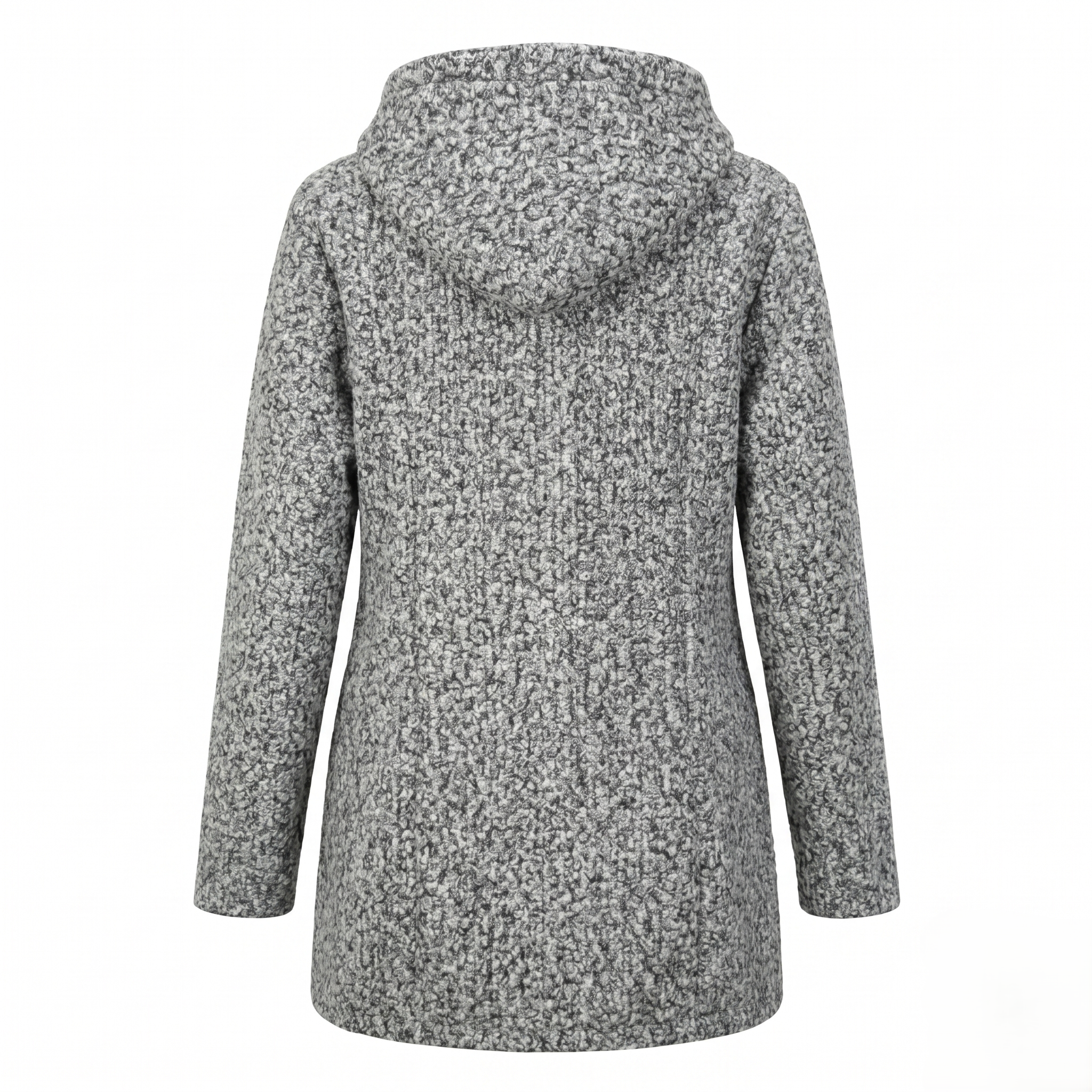 Abrigo Texturizado con Gorro para Mujer en Color Gris