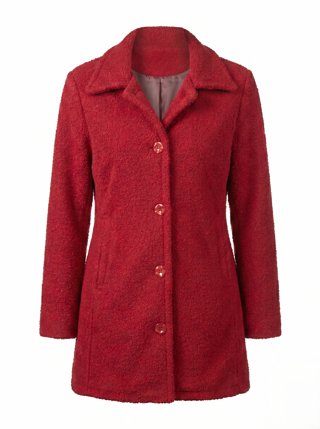 Gabardina De Textura Con Botones En Contraste Color Rojo