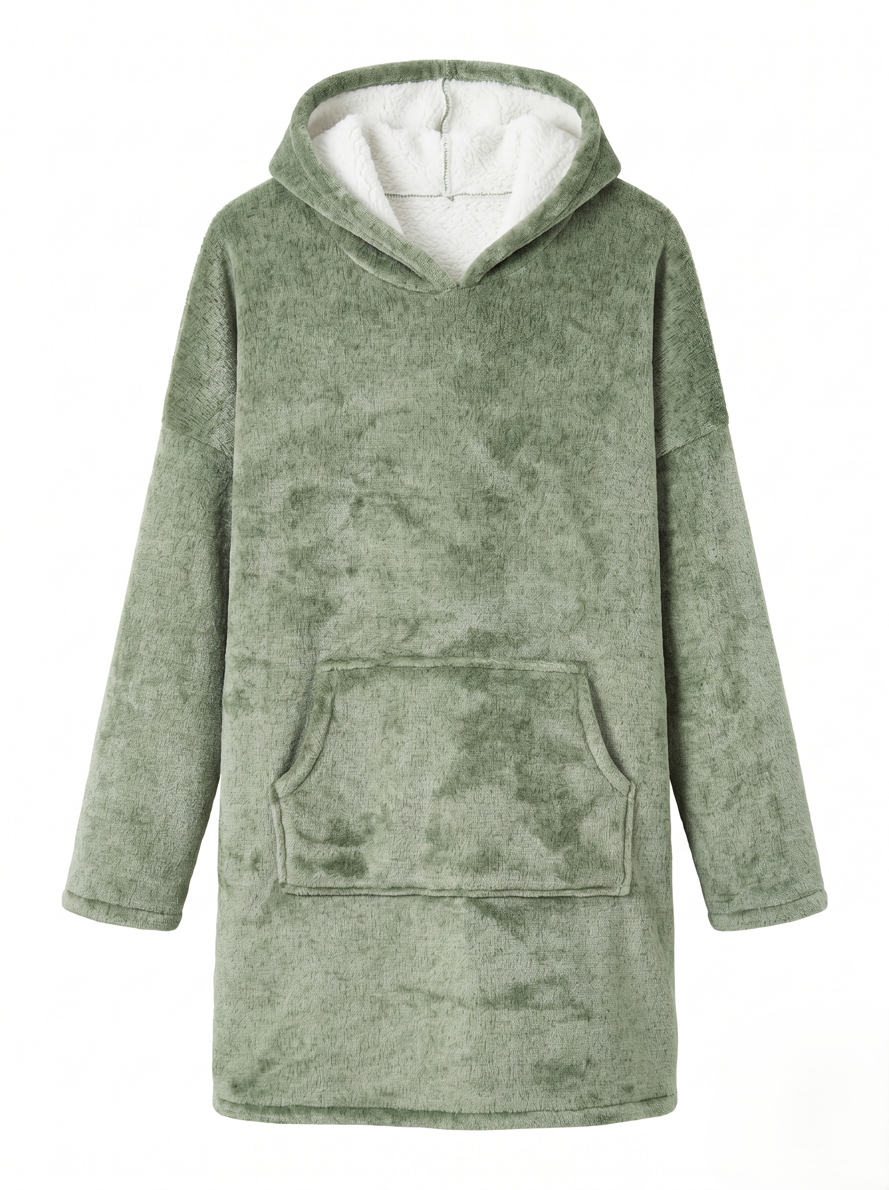 Sudadera Cobija Oversized Premium con Forro de Borreguillo Color Verde