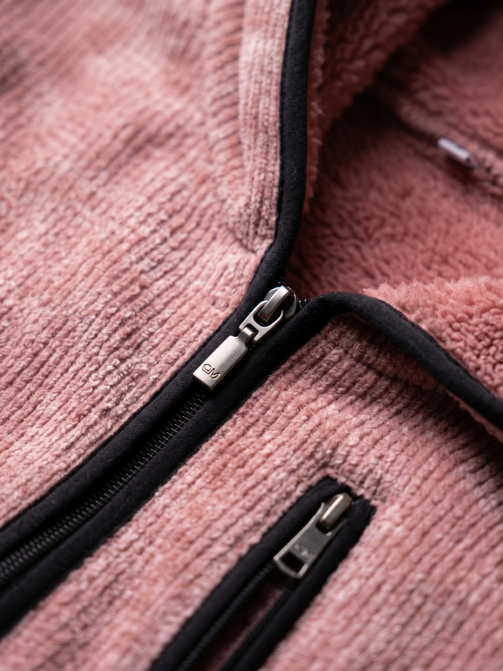 Abrigo Largo Texturizado con Gorro y Cierre Color Rosa Ligero