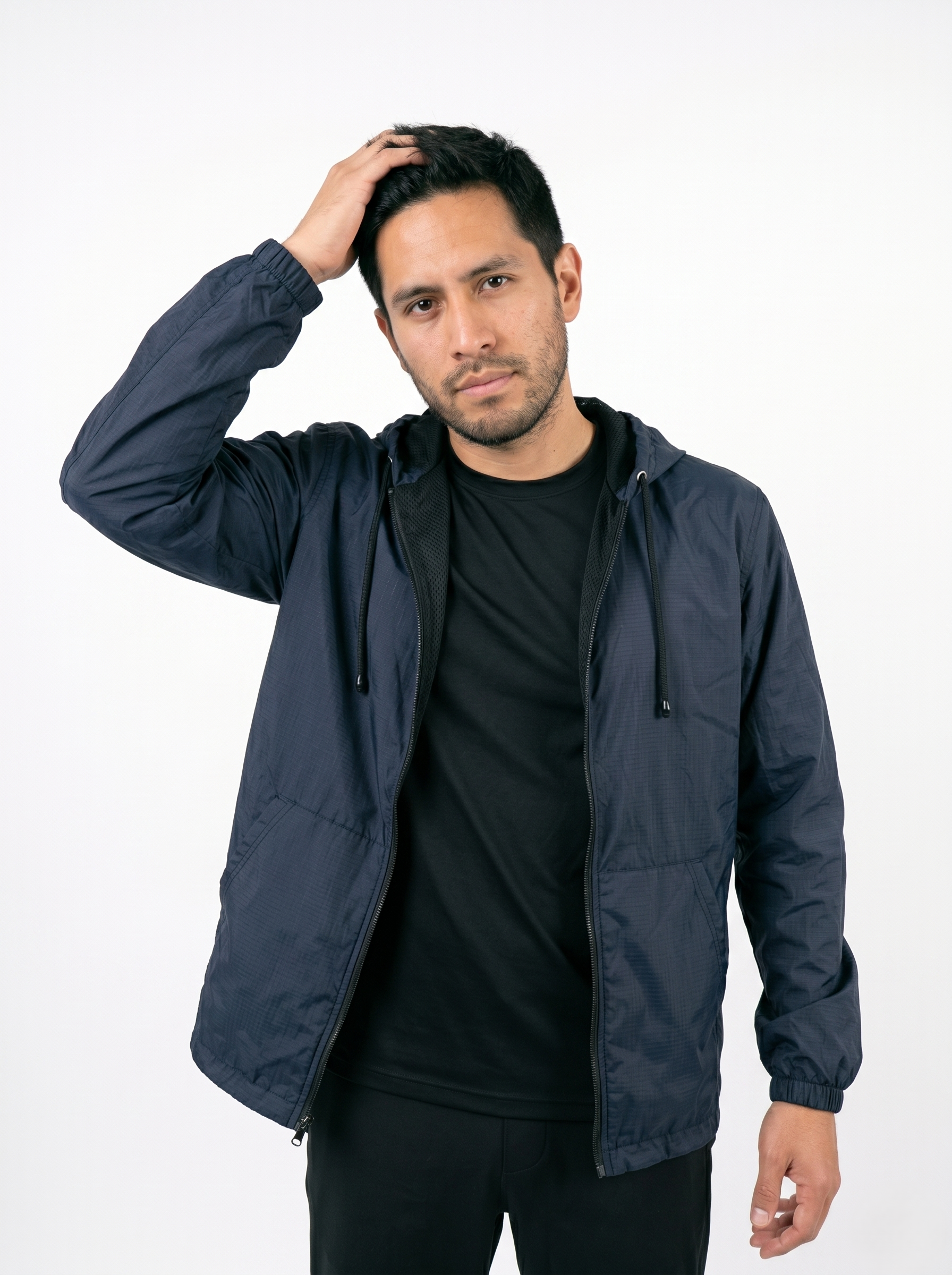 Sudadera Ligera Para Hombre Con Gorro Azul Marino