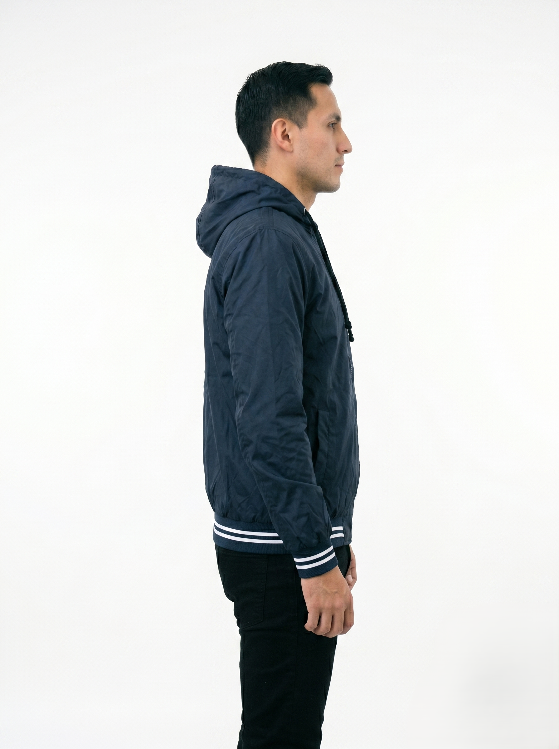 Sudadera Polar Ligera Para Hombre Con Gorro Azul Marino