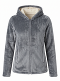 Chamarra Polar Térmica con Capucha y Forro Sherpa Gris Ártico