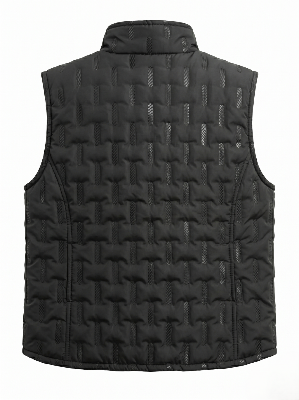 Chaleco Texturizado Capitonado Negro Casual Ligero