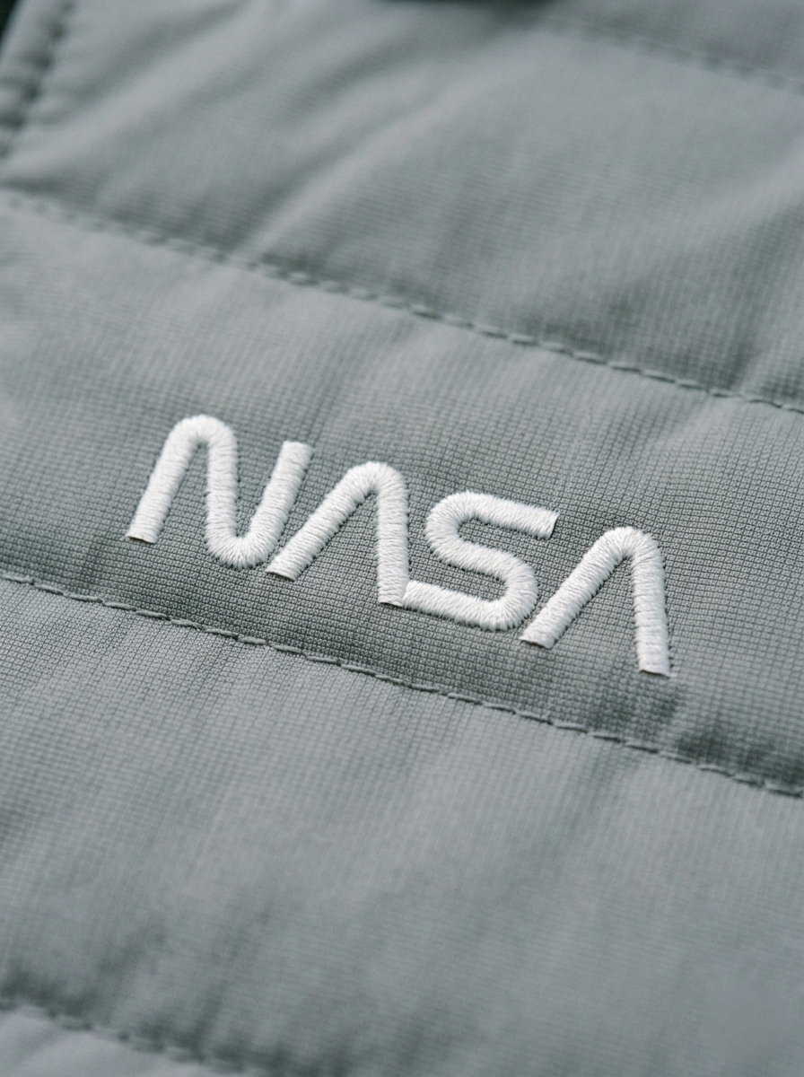Chamarra Puffer Reflectiva NASA Gris Espacial