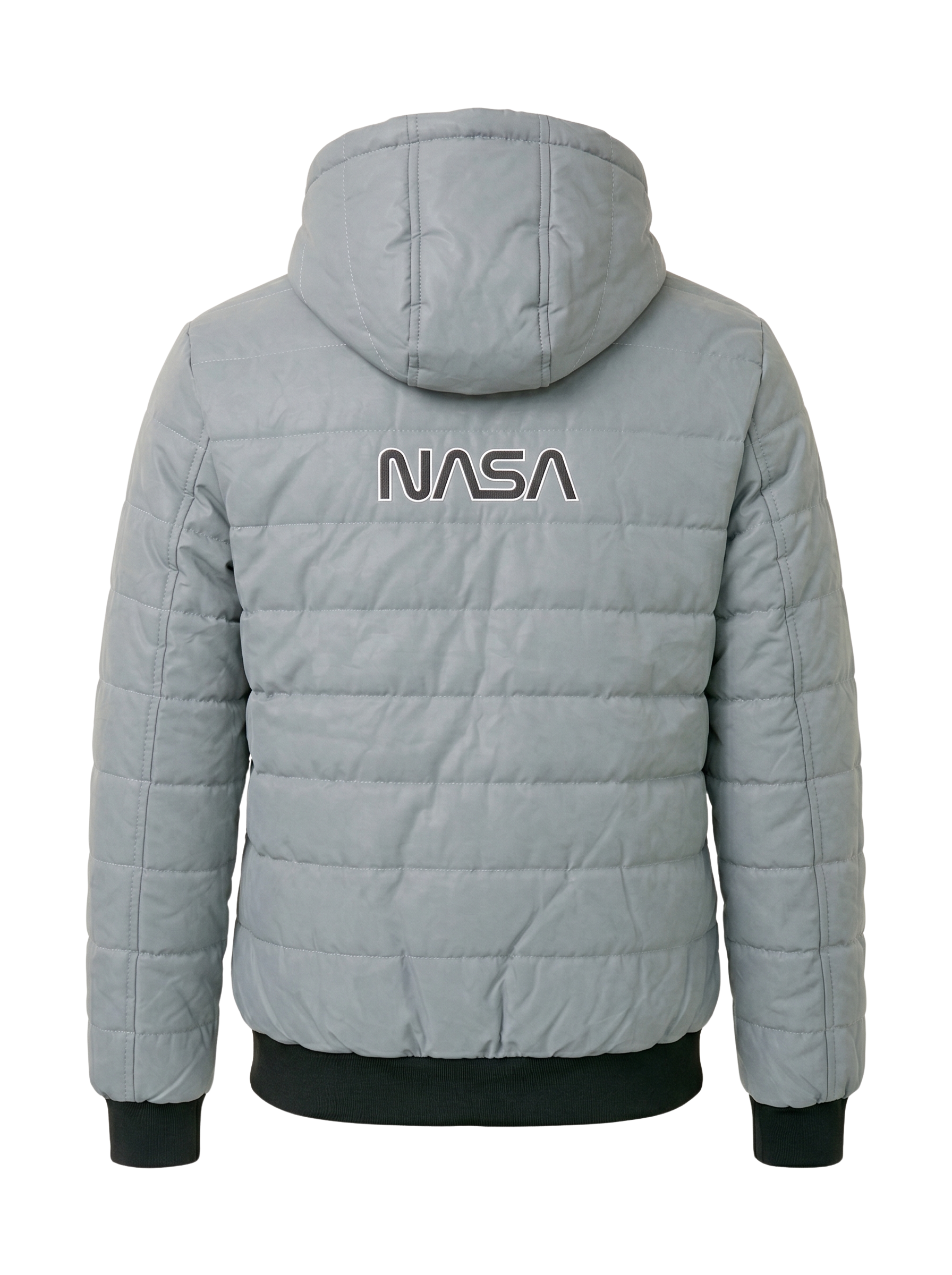 Chamarra Puffer Reflectiva NASA Gris Espacial