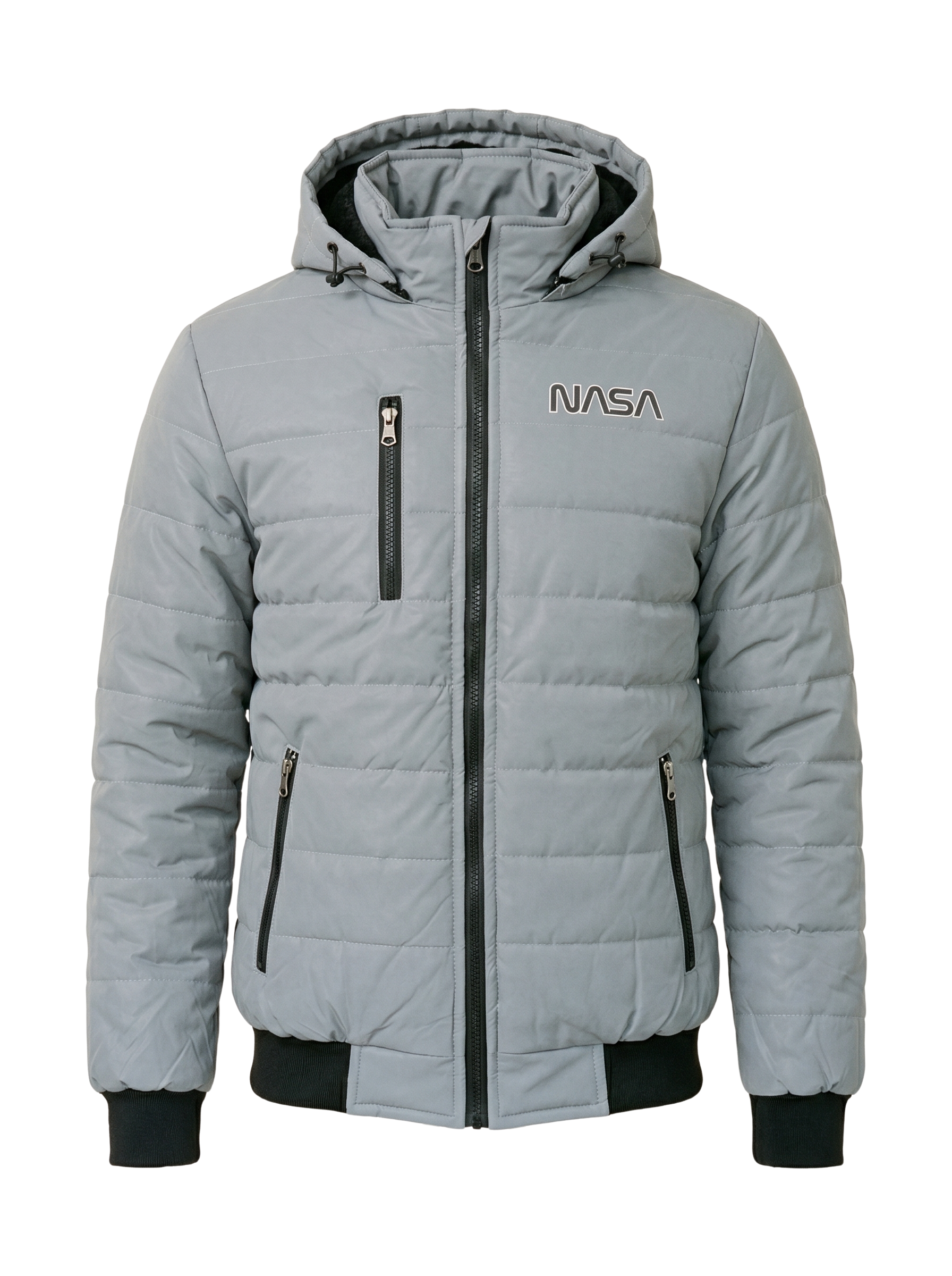 Chamarra Puffer Reflectiva NASA Gris Espacial